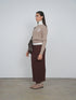 Point Fine Knit Crew Melange Sweater in Heather Brown